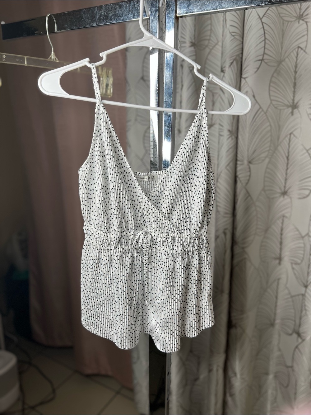 Abercrombie & Fitch White Camisole with Black Dot Print